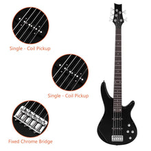 Ktaxon Electric Bass Guitar 5 String Bass Guitar with 20 Watt Amplifier, JB Type Pickup, Naturally air-dried Maple Neck, Rosewood Fretboard, Basswood Body(Black)