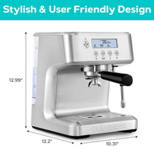 CASABREWS Espresso Machine with LCD Display, Powerful Milk Frother and Customizable Brewing Temperature, Provides Barista-Level Lattes and Cappuccinos