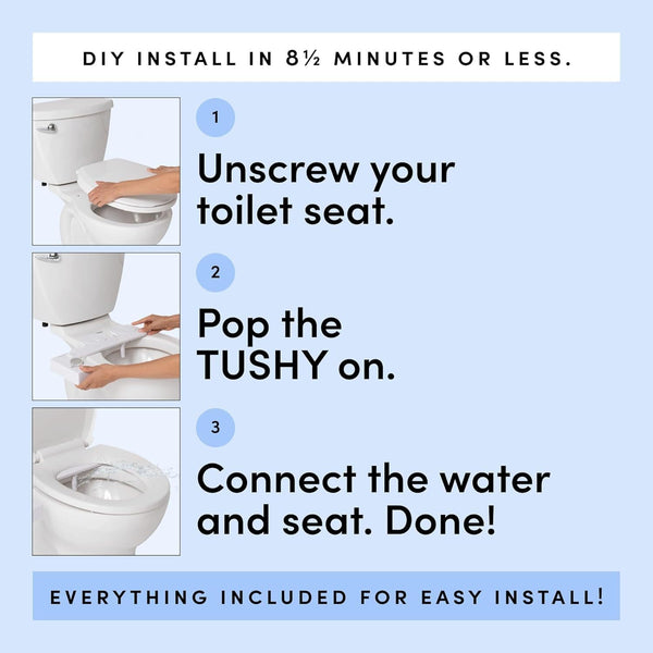 TUSHY Classic 3.0 Bidet Toilet Seat Attachment - A Non-Electric Self Cleaning Water Sprayer with Adjustable Water Pressure Nozzle, Angle Control & Easy Home Installation (Platinum)