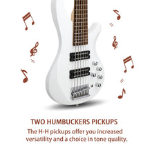 Ktaxon Bass Guitar 6 String Electric Bass Guitars, Beginner Bass Guitar with Professional H-H pickup, 3 Way Pickup Selector, Premium Cable, Unique Body Design for Beginner (Upgraded White)