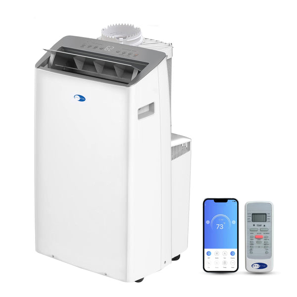 Whynter Inverter Portable Air Conditioner 12,000 BTU with Dual Hoses, Dehumidifier, Cooling Fan & Smart Wi-Fi for 500 Sq Ft Rooms, NEX ARC-1030WN (10,000 SACC), White