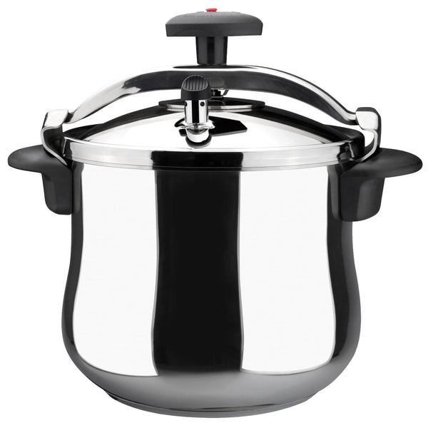 MAGEFESA Star Belly Pressure Cooker, 10.6 Quart, with rounded bottom, made in 18/10 stainless steel, suitable for all types of stovetops, included indution, 3 heavy security systems, 8 psi