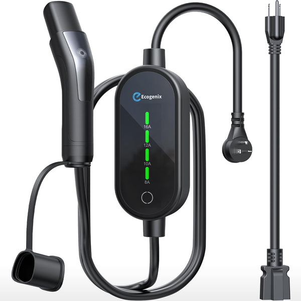 Ecogenix Level 1 & Level 2 EV Charger for Tesla Mobile Charging (16A, 110V-240V, NEMA 5-15 & NEMA 6-20 Plug) Adjustable Current with 21ft Cable, for Tesla Model Y/3/X/S/Cybertruck, Tesla Accessories