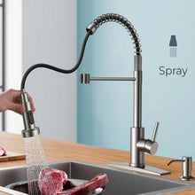 VIDEC Touch On Kitchen Faucet, 3 Modes Pull Down Sprayer, Smart Touch On Sensor Activated, Ceramic Disc Valve, 360-Degree Rotation, 1 or 3 Hole Deck Plate. (KW-62SN, Touch On, Brushed Nickel)