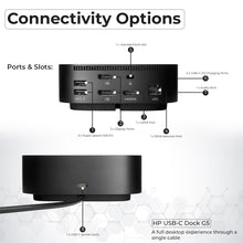 HP Docking Station for Laptop Dual Monitor Bundle 5TW10AA / 5TW10UT / 5TW10AA#ABB - 1 Year Warranty, HP USB-C G5 Dock w/ 120W Adapter + HDMI Cable + DisplayPort Cable + USB-C Cable + Cloth (Renewed)