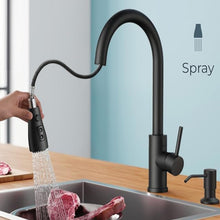 VIDEC Smart Kitchen Faucet, 3 Modes Pull Down Sprayer, Smart Touch On Sensor Activated, Ceramic Disc Valve, 360-Degree Rotation, 1 or 3 Hole Deck Plate. (KW-69R, Brushed Black)