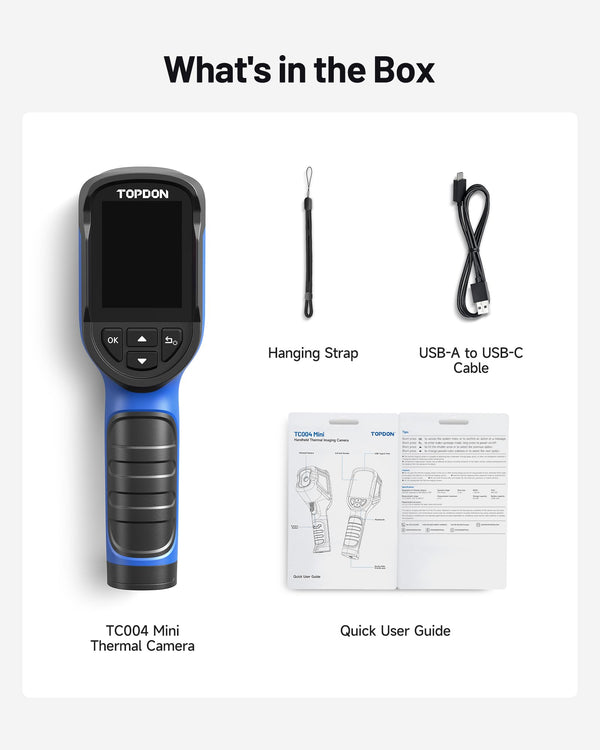 TOPDON TC004 Mini Handheld Thermal Imaging Camera, 240 x 240 TISR Resolution, -4°F to 842°F, 15-Hour Battery Life, 128 x 128 IR Resolution, 25Hz Infrared Camera, High/Low Temp Alerts, Auto Shutdown