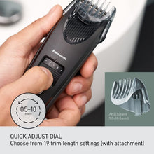 Panasonic Beard Trimmer for Men Cordless Precision Power, Hair Clipper with Comb Attachment and 19 Adjustable Settings, Washable, ER-SB40-K, 0.5-10mm lengths, 1 Pack