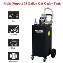 TUFFIOM 35 Gallon Fuel Gas Caddy w/Wheels & Manual Siphon Pump, Portable Diesel Fuel Transfer Storage Tank w/11.9ft Hose, Gasoline Can Container for ATV Car Mowers Tractor Boat Motorcycle