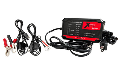 PulseTech 4-Station QuadLink 12V Battery Maintenance Kit | Includes XC400 Charger Mantainer, QuadLink, 12V Voltmeter and Two 25' Charger Lead Extensions