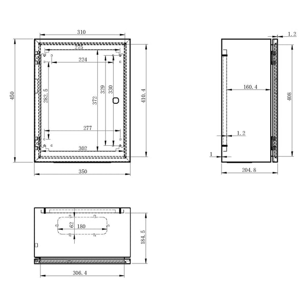 KWONONG Stainless Steel Enclosure, IP65 Waterproof Electrical Box for Indoor and Outdoor Projects, Includes Mounting Plate and Wall Bracket 450×350×200mm (18"×14"×8")