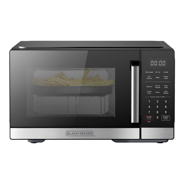 BLACK+DECKER 5-in-1 Microwave Oven with Air Fry, Combi, Bake, Roast, and Convection Cooking, 0.9 cu. ft. Countertop Microwave, Stainless Steel, 900 Watts, Child-Lock, ES9P032NA