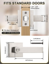 Tinewa 8 Pack Privacy Square Brushed Nickel Door Handles Interior, Keyless Door Knobs for Bedroom/Bathroom, Reversible for Left Right Handed Doors