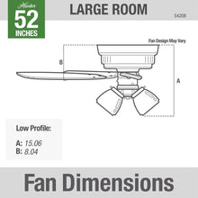 Hunter Crestfield Indoor Low Profile Ceiling Fan with LED Light and Pull Chain Control, 52