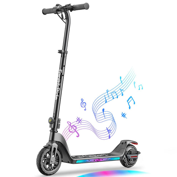 FanttikRide T10 Apex Electric Scooter for Kids 8-14, Adjustable Handlebar Height for Riders 4.3-5.6 ft, 154 lbs, Up to 40 mins Continuous Time, 3 Speed Mode 7/10/12 MPH, Bluetooth Music Speaker, Black