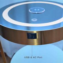 wangpengkai Gold Smart Led Nightstand with White Drawers,14in Sofa Round End Table with USB & AC Port Wireless Charging Station,Bedside Table/Side Table for Bedroom/Living Room