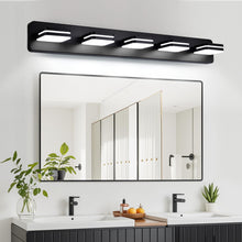 Torondo Modern Black LED Bathroom Vanity Light, 5-Light Bathroom Lighting Fixtures Over Mirror, LED Vanity Lights, Matte Black Bathroom Light Fixtures with Milky White Acrylic Shades