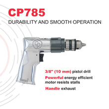 Chicago Pneumatic CP785 - Air Power Drill, 3/8 Inch (10 mm), Keyed Chuck, Aluminum Housing, Pistol Handle, 0.5 HP / 370 W, Stall Torque 3.1 ft. lbf / 4.2 NM, 2400 RPM, Power Tools & Home Improvement