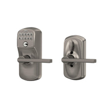 SCHLAGE FE595 PLY 619 FLA Plymouth Keypad Entry with Flex-Lock and Flair Style Levers, Satin Nickel