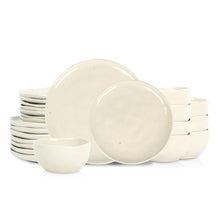 Stone Lain Mirella 24-Piece Dinnerware Set Stoneware, Plates and Bowls set, Microwave and Dishwasher Safe, Dish Set for 8, Beige