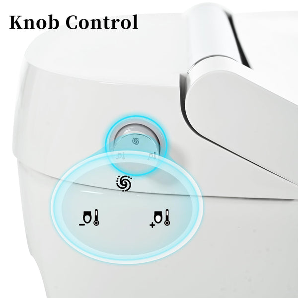 Smart Toilet with Heated Seat Built in, Tankless Toilet Combo with Auto and Foot Sensing Flush, Dual Flush Toilet with LED Light