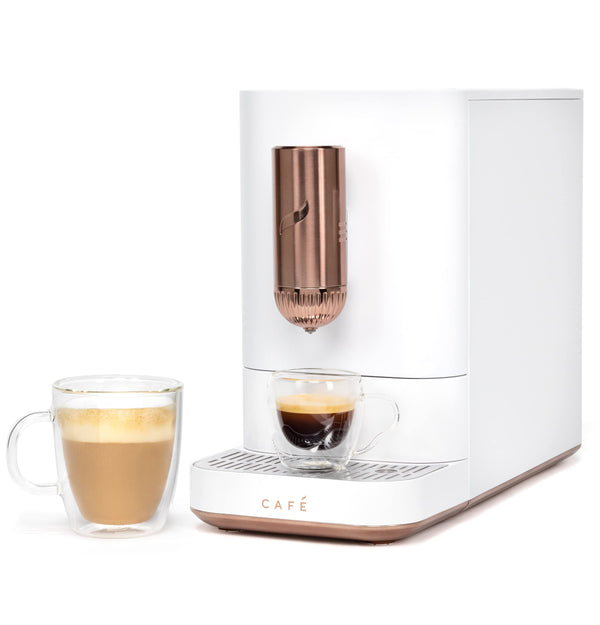 Café Affetto Automatic Espresso Machine | Brew in 90 Seconds | 20 Bar Pump Pressure for Balanced Extraction | Five Adjustable Grind Size Levels | WiFi Connected for Drink Customization | Matte White