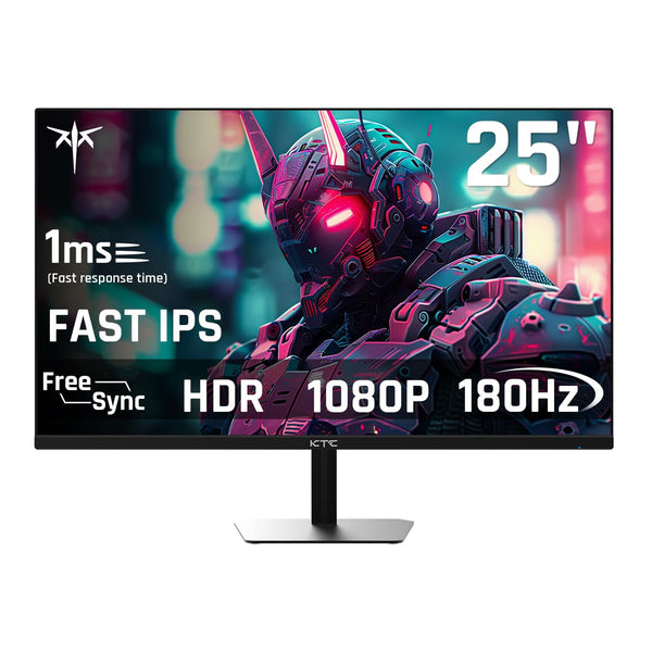 KTC 24.5'' Gaming Monitor, FHD 1080P 180Hz Fast IPS 128% sRGB Frameless Computer Monitor, HDR10, Adaptive Sync, Eye Care PC Gamer Monitor, HDMIx2, DP, VESA Mountable, Tilt Adjustable, H25T7