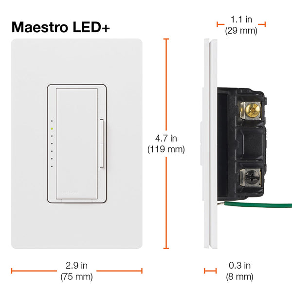 Lutron Maestro LED+ Dimmer Switch for Dimmable LED, Halogen and Incandescent Bulbs, 150W/Single-Pole or Multi-Location, MACL-153M-WH, White (8-Pack)