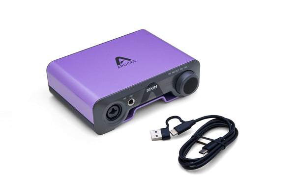 Apogee Boom USB Audio Interface For Musicians, Podcasters, and Streamers- Featuring 2 channels, Studio Microphone Pre Amp, 24bit/192kHz sample rate, hardware DSP, Headphone Amp, and Ableton Live Lite