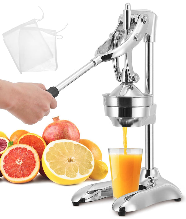 Moongiantgo Commercial Manual Juicer, Hand Press Citrus Juicer Extractor with 2 Reusable Fruit Bags, Easy To Clean, Fruit Squeezer Juicer Machine for Pomegranate Orange Lime Lemon