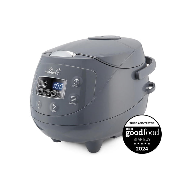 Yum Asia Panda Mini Rice Cooker With Ninja Ceramic Bowl and Advanced Fuzzy Logic (3.5 cup, 0.63 litre) 4 Rice Cooking Functions, 4 Multicooker functions, Digital LED display - 120V