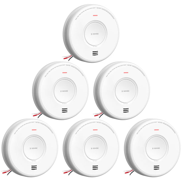 X-Sense AC Hardwired Combination Smoke and Carbon Monoxide Detector, Hardwired Interconnected Smoke and CO Detector Alarm with Replaceable Battery Backup, XP06, 6-Pack