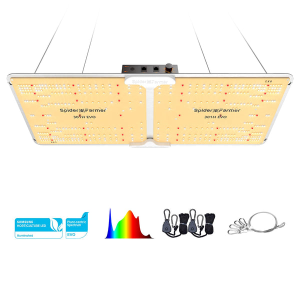 Spider Farmer 2024 New SF2000 LED Grow Light 2x4 with Samsung LM301H EVO High Efficiency & Dimmable Lighting, Full-Spectrum Commercial Plant Lights