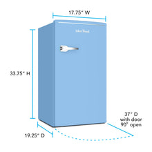 West Bend Mini Fridge for Bedroom, Office, Bar or College Dorm Room, Retro Compact Refrigerator features single door, glass shelves and adjustable temperature control, 3.1.cu.ft., Robin's Egg Blue