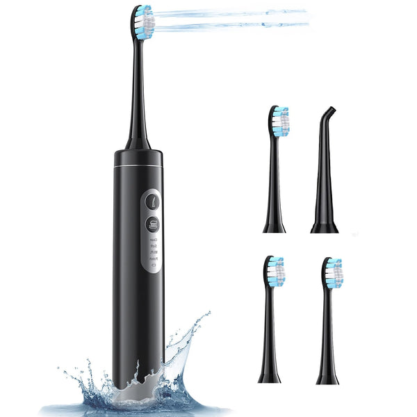 Binzls Electric ToothbrElectric Toothbrush with Water Flosser, 2 in-1 Teeth Cleaning Kit with 4 Modes, Portable for Travel and Home, Oral Dental Care Fsa Hsa