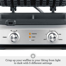 Breville 4 Slice the Smart Waffle, 12.25 x 12.25 x 5.75 inches, Brushed Stainless Steel