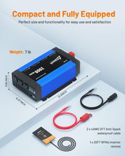 Ampeak 2000W Inverter with Anti-Spark Waterproof Cable Power Inverter Conversion Efficiency 89.37% Inverter 12V to 110V 3AC Outlets Dual 5V/3.1A USB Ports Modified Sine DC to AC Inverter for Vehicles