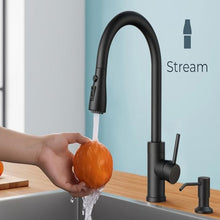 VIDEC Smart Kitchen Faucet, 3 Modes Pull Down Sprayer, Smart Touch On Sensor Activated, Ceramic Disc Valve, 360-Degree Rotation, 1 or 3 Hole Deck Plate. (KW-69R, Brushed Black)