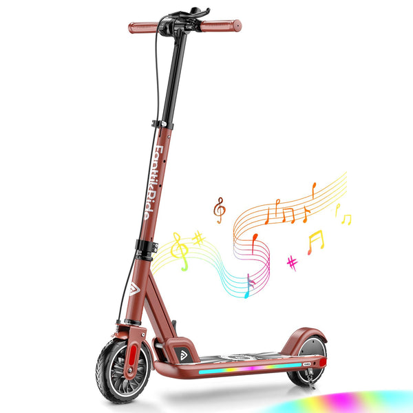 FanttikRide T9 Apex Electric Scooter for Kids 4.3-5.6 ft,200 W Motor, LED Colorful Lights with Bluetooth Music Speaker, 7/10/12 MPH Digital Display, Adjustable Height, Foldable, Up to 40 mins,Red