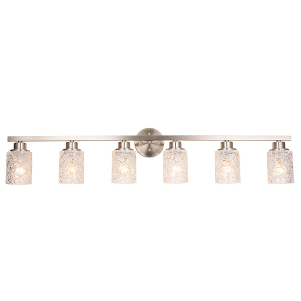 ALICE HOUSE 41.3" Vanity Lights, 6 Light Wall Lighting, Brushed Nickel Finish Bathroom Lights Over Mirror, Bathroom Lighting AL9082-W6