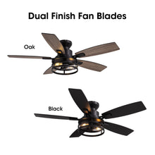 Tinkoso 46 Inch Ceiling Fans with Lights and Remote Control, Flush Mount Black Ceiling Fan with Light, Industrial Retro Style, Indoor for Bedroom Living Room 8837X