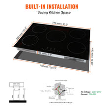 VEVOR Built-in Induction Electric Stove Top 30 Inch,5 Burners Electric Cooktop,9 Power Levels & Sensor Touch Control,Easy to Clean Ceramic Glass Surface,Child Safety Lock,240V