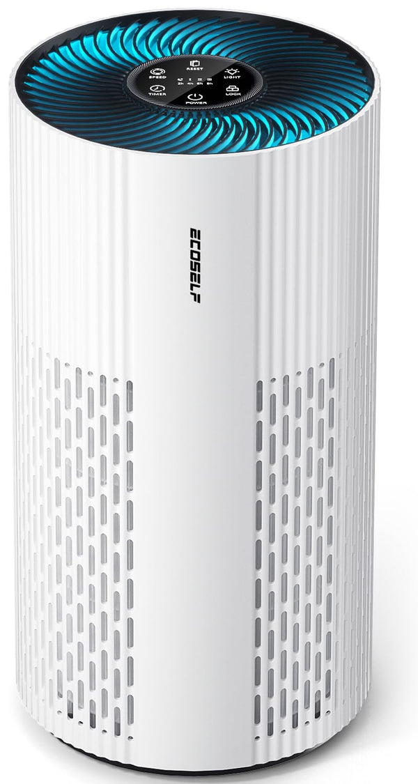 Air Purifiers for Home Large Room, with 20dB Sleep Mode, 360° Air Intake & Outlet, HEPA Air Purifier for Bedroom Pets Cover Up to 1076 Ft², Air Cleaner with 7 Color Light, HAP604, Bright White