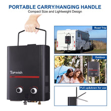 TOPWISH Portable Propane Water Heater, 5L 1.45 GPM Outdoor Tankless Water Heater with Handle for RV, Camping, Barns, Trips Boat Cabins, Black