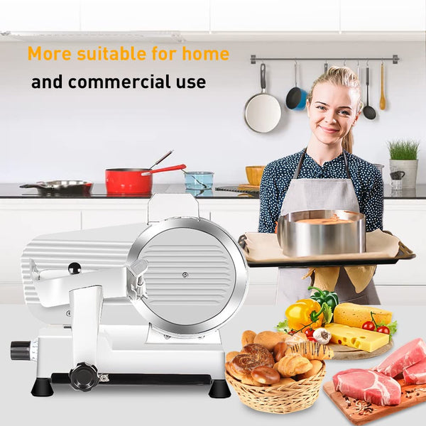 Meat Slicer,Commercial Meat Slicer,340W Frozen Meat Cheese Deli Slicer,10 inch Electric Food Slicer,Easy to Clean,Low Noises, Home Use and for Commercial-Meat Slicer for Home