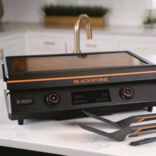 Blackstone 22-Inch Electric Griddle - 1200W Non Stick Ceramic Titanium Coated Stainless Steel Tabletop Griddle with EZ-Touch Control Dial, LCD Display, Patented Rotate & Remove Glass Hood - 8001