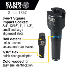 Klein Tools NRHD4 Impact Socket Set, 6-in-1 SAE Socket Wrench, 4 Point Sockets: 3/4, 13/16, 1, 1-1/8-Inch Sockets and Small and Large Alignment Slots