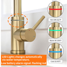 VIDEC Smart Kitchen Faucet, 3 Modes Pull Down Sprayer, Smart Touch On Sensor Activated, LED Temperature Control, 360-Degree Rotation, 1 or 3 Hole Deck Plate. (KW-66J, Brushed Gold, 17.90 Inches)