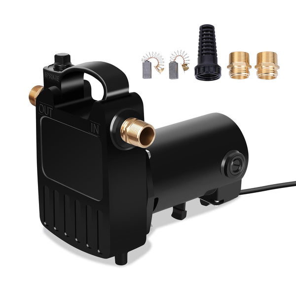 Smartbot 1/2 HP Non-Submersible Transfer Pump - 1560 GPH Portable Cast Iron High Pressure Utility Water Pump with Built-in On/Off Switch, Hose Connectors & Suction Strainer