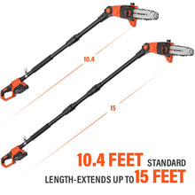 Pole Saw 8-Inch Cordless Pole Saws for Tree Trimming, 15-Feet MAX Reach Electric Pole Saw, 16ft/s Cutting Speed Auto Oiling Multi-Angle Pole Chainsaw with 20V 2.0Ah Battery & Charger